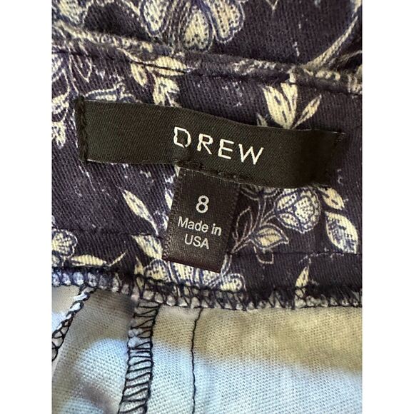 Drew Anthropologie Women's Isabelle Capri Pants Blue Floral Stretch Size 8 - Picture 2 of 4